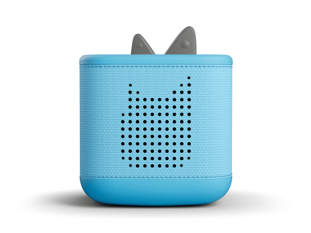 front view of a sky blue toniebox 2