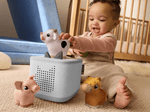 child playing with toniebox 2 and my first tonies horse, cow and pig