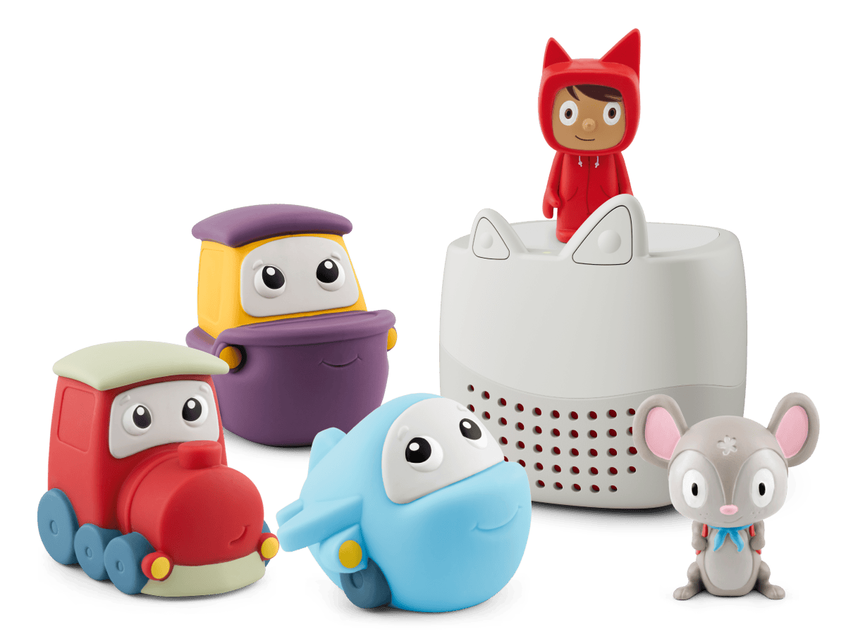 Toniebox Lite My Story and Travel Bundle an audio player for kids with Rubie Creative Tonie, My First Tonies Travel Set and Traveling Song Tonie audio figurines
