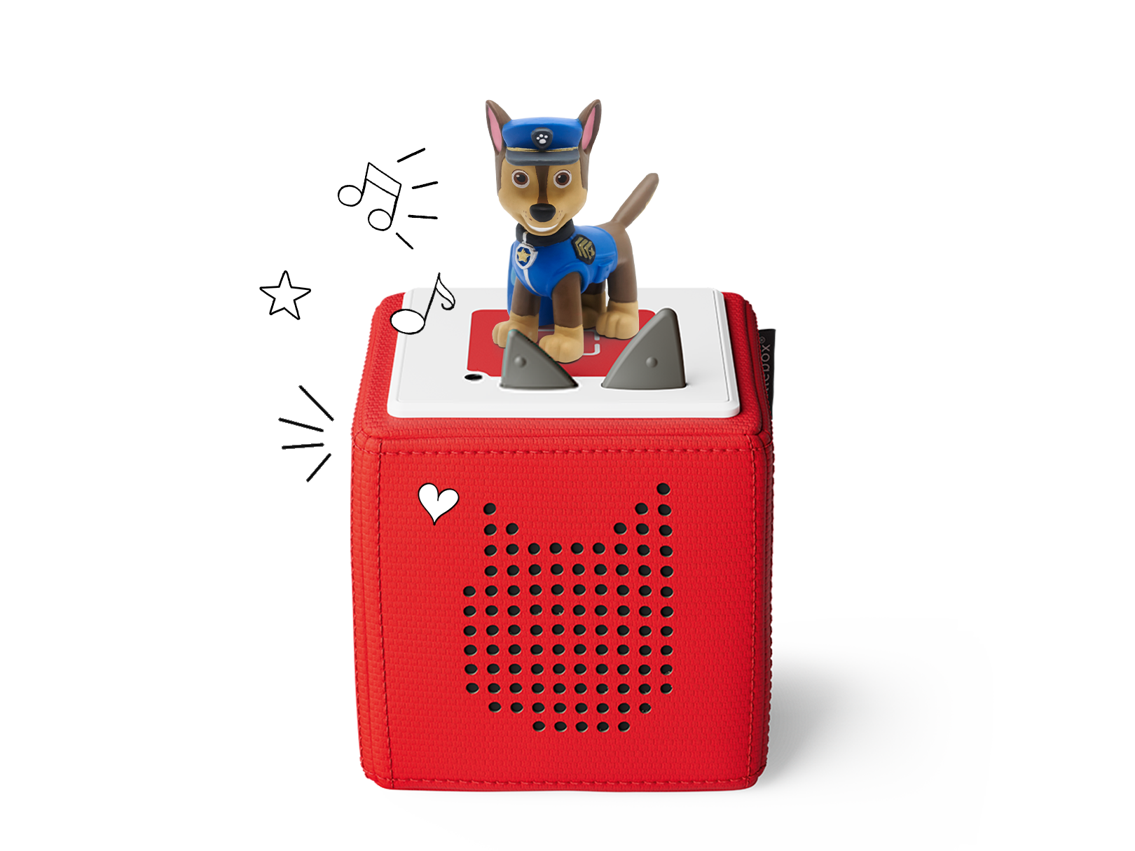 jungle pups chase tonie paw patrol on a red toniebox with doodles