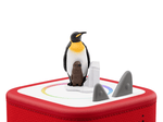 Penguin Tonie on a red Toniebox 2 ready to play audio stories and songs