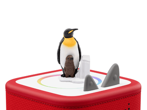 Penguin Tonie on a red Toniebox 2 ready to play audio stories and songs