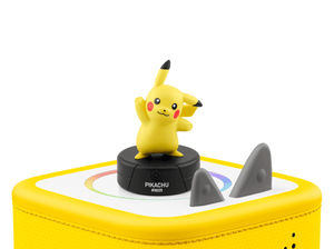 Pokémon Pikachu Tonie on a yellow Toniebox 2 ready to play audio stories and songs