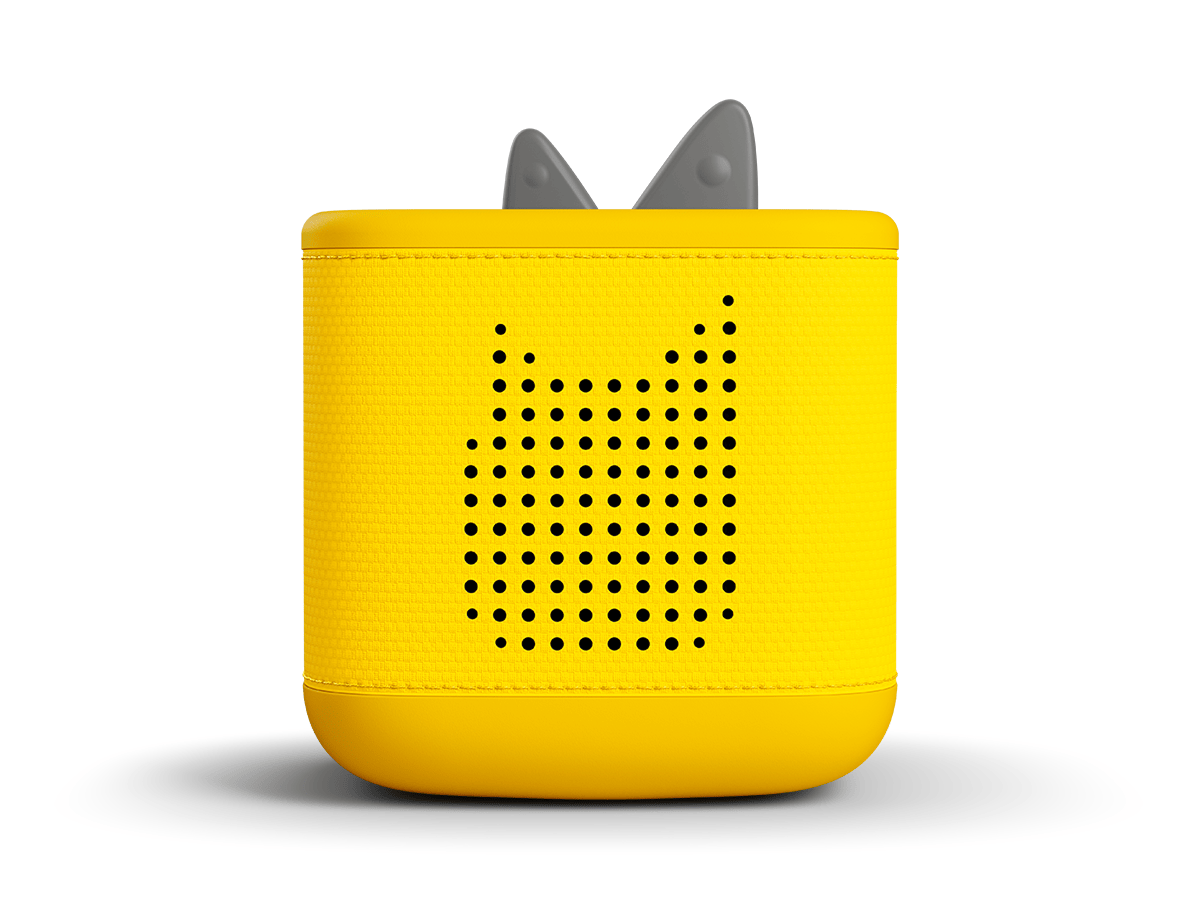 front view of the toniebox 2 in lightning yellow limited edition