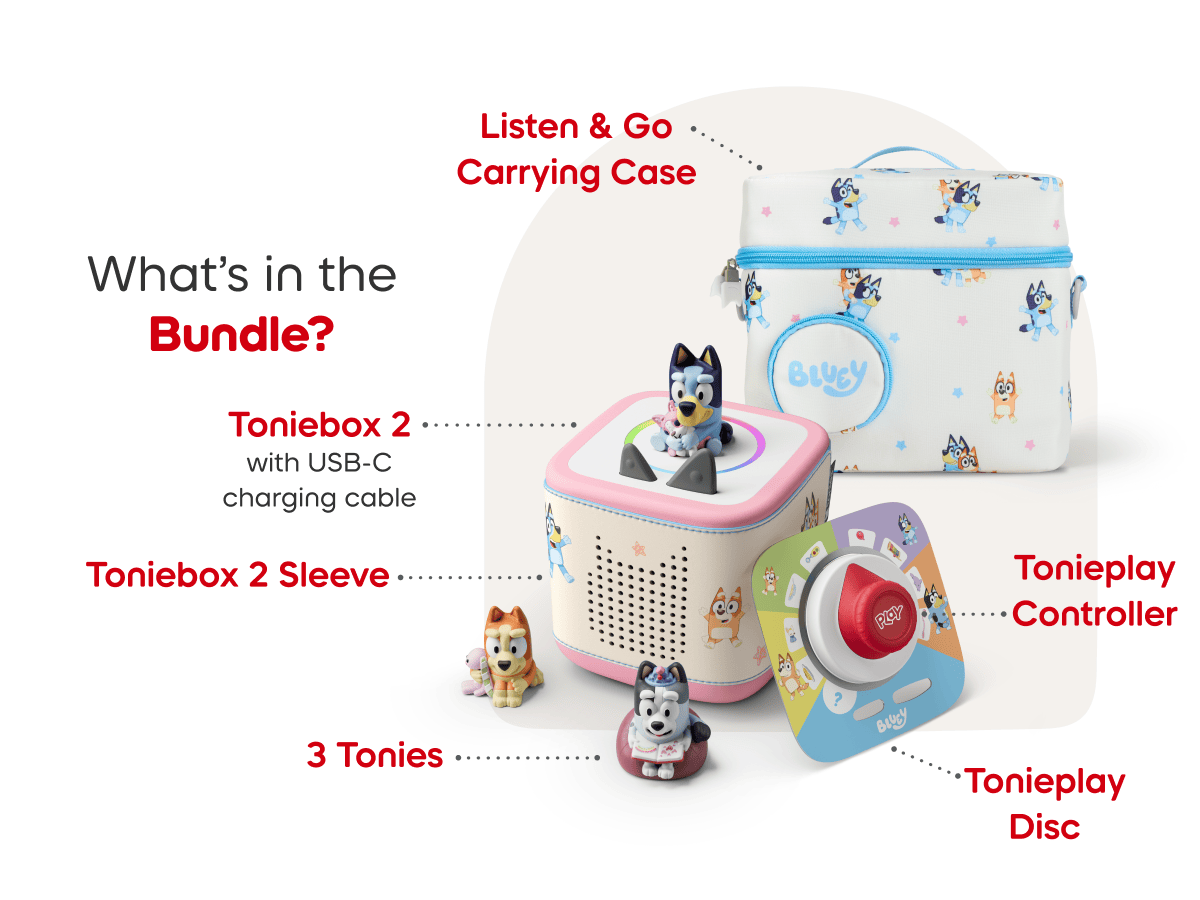 Whats included in the Bluey Toniebox 2 Cloud Pink Mega Bundle