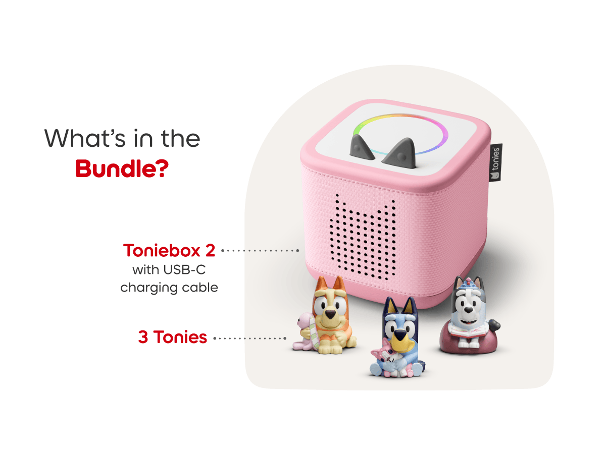 Whats included in the Bluey Toniebox 2 Cloud Pink Starter Set