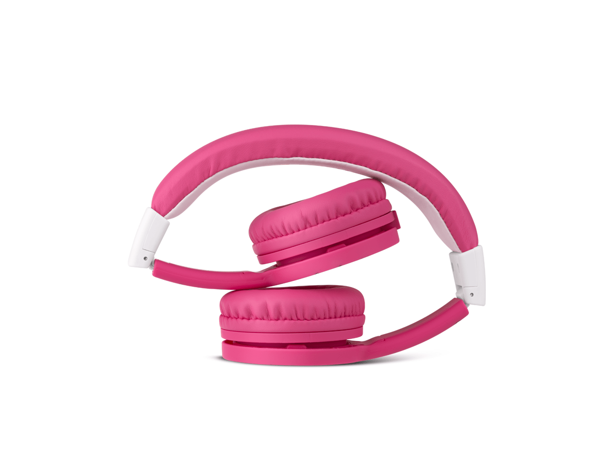 tonies® pink wired headphones for kids in folded position