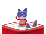 Pink & Purple Superhero Creative-Tonie on a Red Toniebox