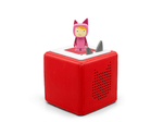 Full view of a Pink with Light Hue Creative-Tonie on a red Toniebox