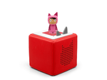 Full view of a Pink with Medium Hue Creative-Tonie on a red Toniebox