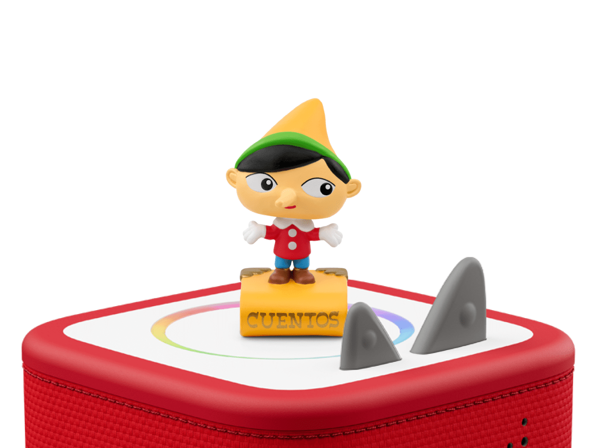 Pinocho & Otros Cuentos Clásicos Tonie on a red Toniebox 2 ready to play audio stories and songs
