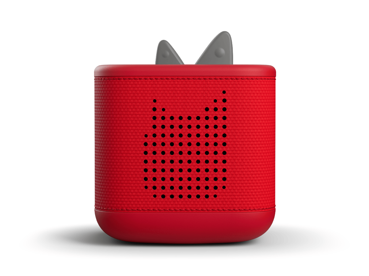 Front View Of Sunset Red Toniebox 2 An Audio Player For Kids, Used With Tonie Audio Figurines And Tonieplay Games
