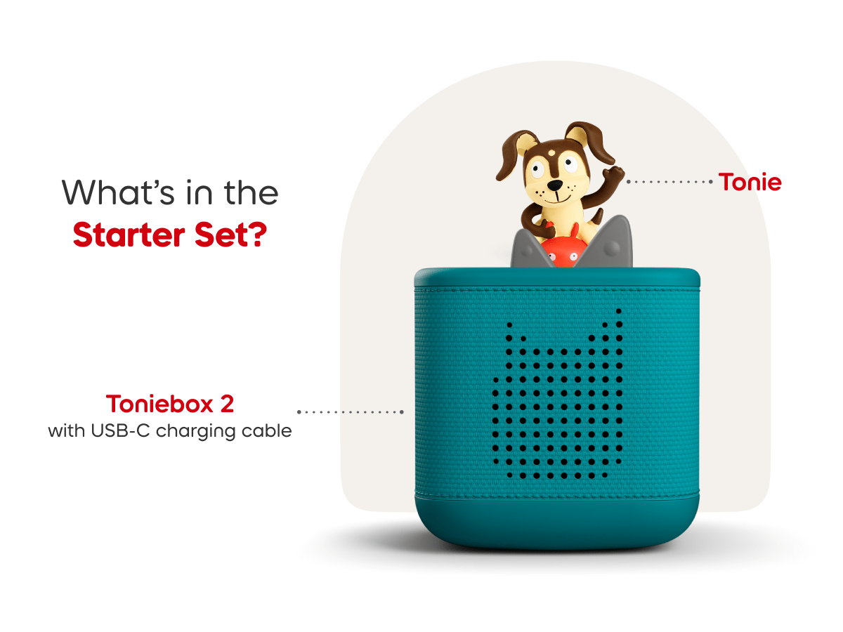 tropical teal toniebox 2 starter set with playtime puppy tonie included components