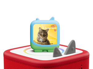Animal world precious pets on a red Toniebox 2 ready to play audio stories and songs