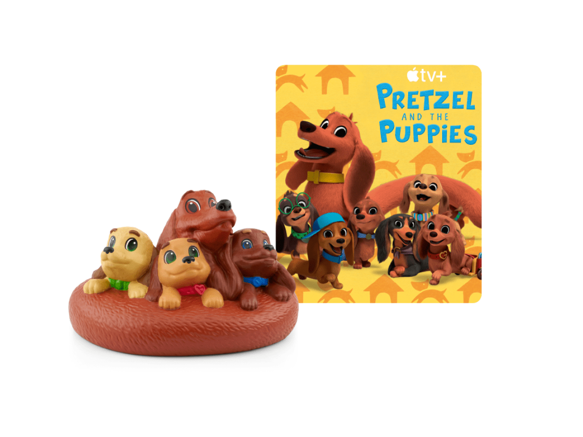 Pretzel and the Puppies Tonie with a branded content card
