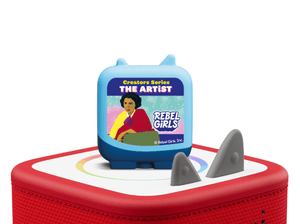 rebel girls clever tonies on a red Toniebox 2 ready to play audio stories and songs