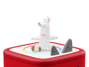 Yoga Tonie on a red Toniebox 2 ready to play audio stories and songs
