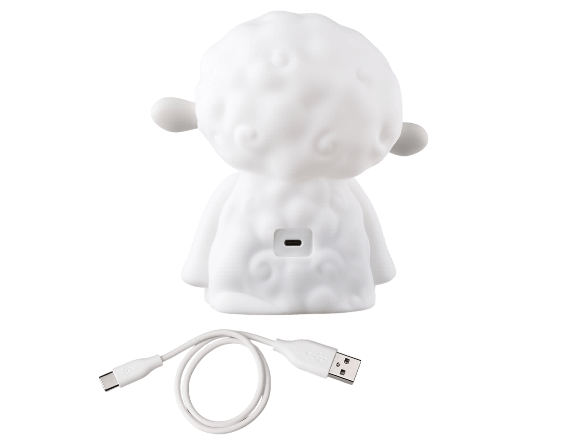 Charging port and cable of the Sleepy Friends: Sleepy Sheep Night Light Tonie