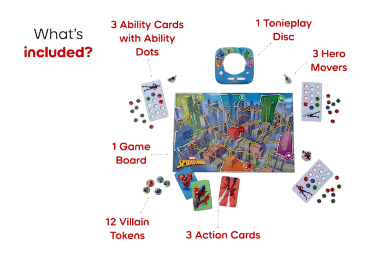 What's included in the Spider-man Neighbourhood Heroes Tonieplay Game