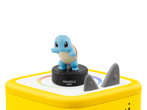 Pokémon Squirtle Tonie on a yellow Toniebox 2 ready to play audio stories and songs