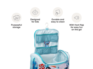 Listen & Play Bag Disney Stitch open view with product feature callouts