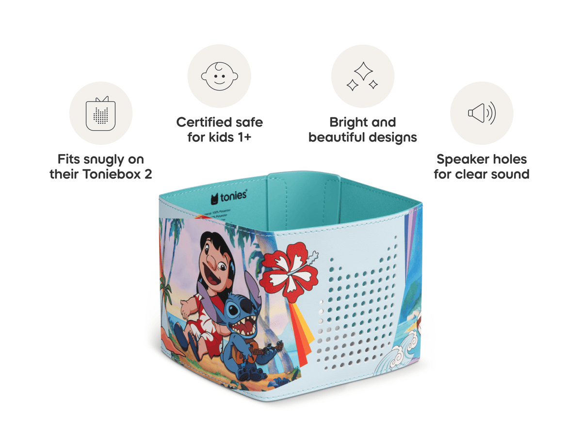 Toniebox 2 Sleeve Disney Stitch is in our line of sleeves that are compatible with Toniebox 2 which are easy to clean, 1+, and include bright and fun designs