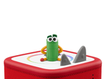 Ask the StoryBots: Beep Tonie on a red Toniebox 2 ready to play audio stories and songs
