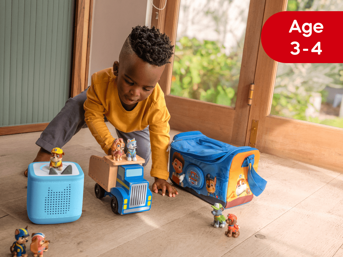 Child playing with his Tonies Subscription order currated for 3-4 year olds