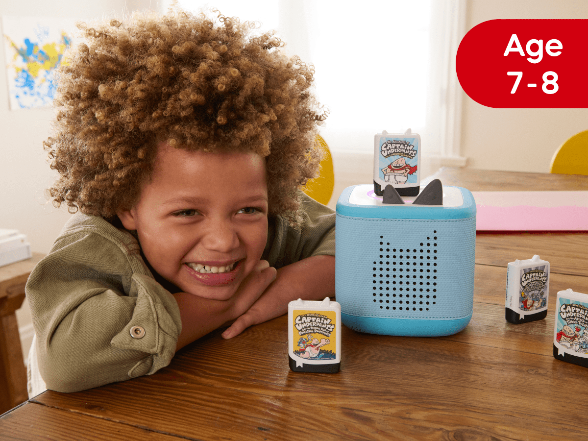 Child playing with their Tonies Subscription order currated for 7-8 year olds