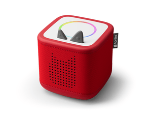Top view of Sunset Red Toniebox 2 an audio player for kids, used with Tonie audio figurines and Tonieplay games