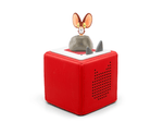 Full view of a The Lion Inside Tonie on a red Toniebox
