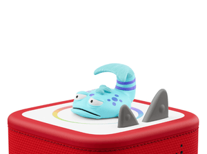 The Pout-Pout Fish Tonie on a Red Toniebox