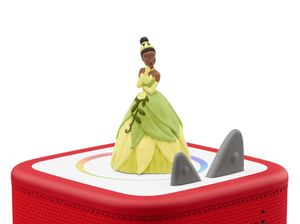 Disney The Princess & The Frog Tonie on a red Toniebox 2 ready to play audio stories and songs