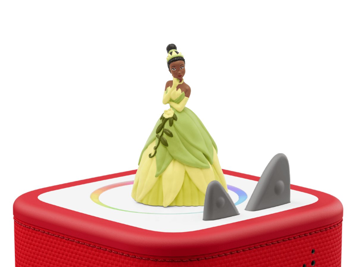 Disney The Princess & The Frog Tonie on a red Toniebox 2 ready to play audio stories and songs