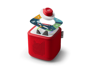 Quizzlys: All About Animals - ToniePlay Game and a red toniebox 2 audio player for kids