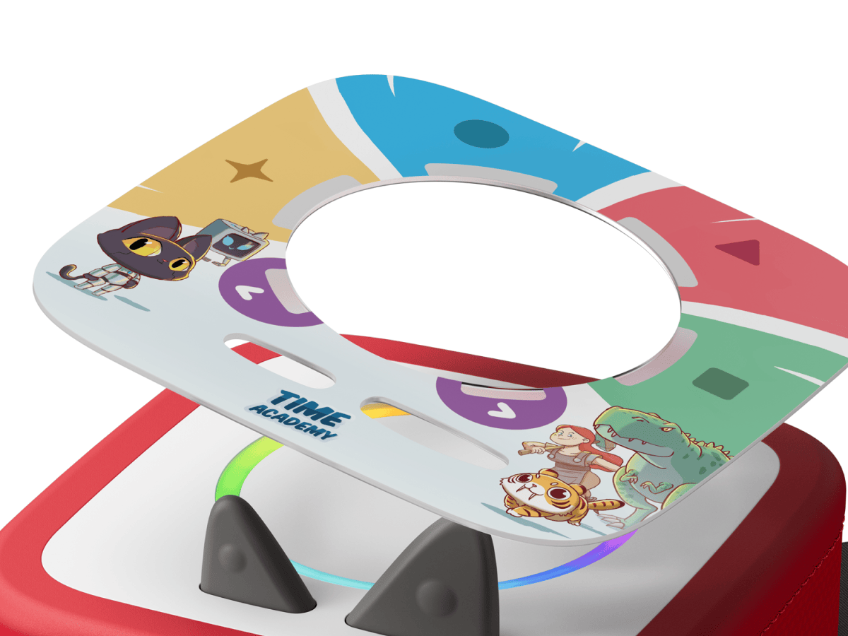 Time Academy ToniePlay Game disc and a red toniebox 2 audio player for kids