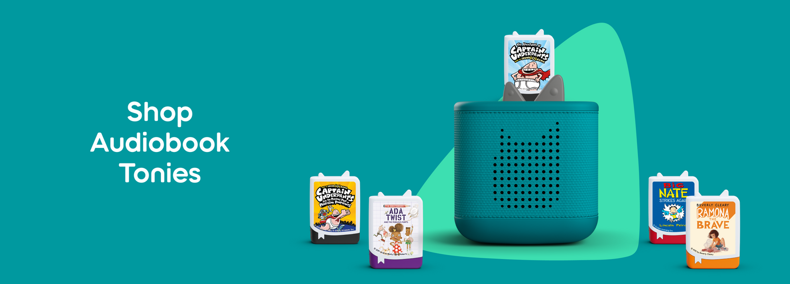 Audiobooks for Kids with a teal Toniebox 2