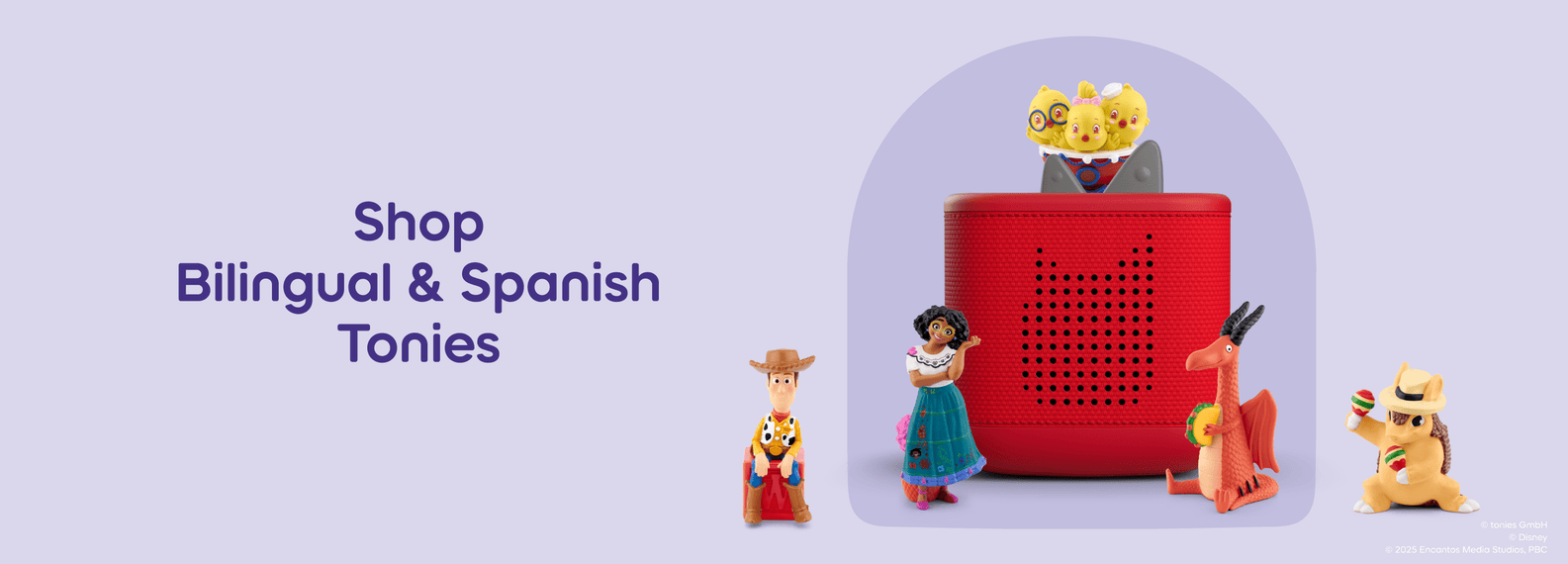 Bilingual and Spanish Tonies with a red Toniebox 2