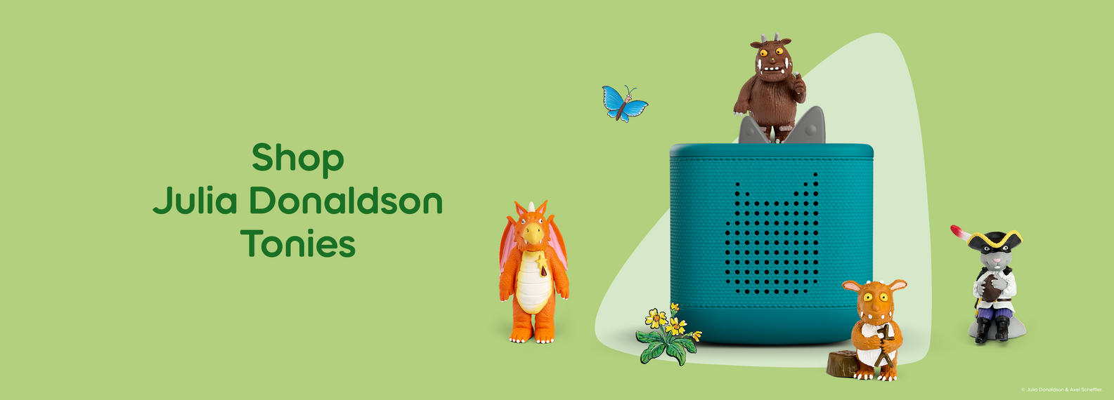 Julia Donaldson Tonies with a teal Toniebox 2
