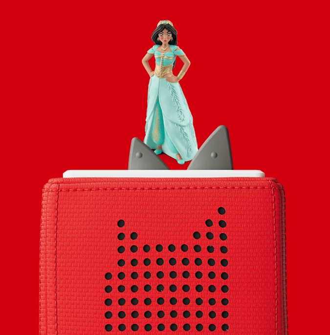 Disney Jasmine Tonie on a red Toniebox