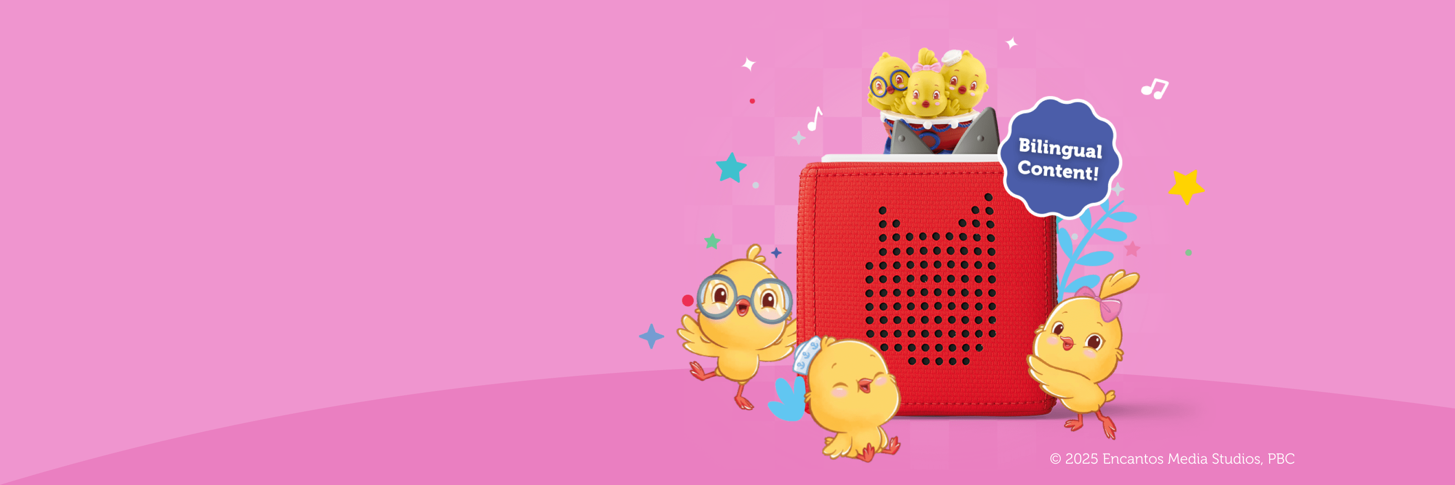 Canticos Tonie with red Toniebox ready for a bilingual adventure
