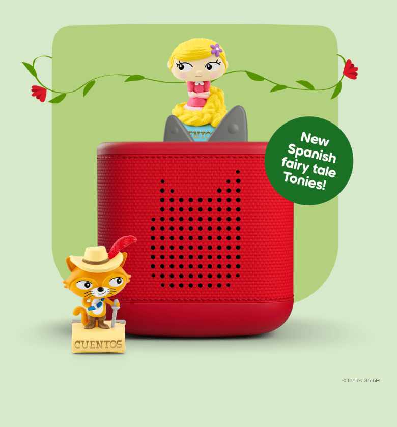 red Toniebox2 with new Spanish fairy tale Tonies