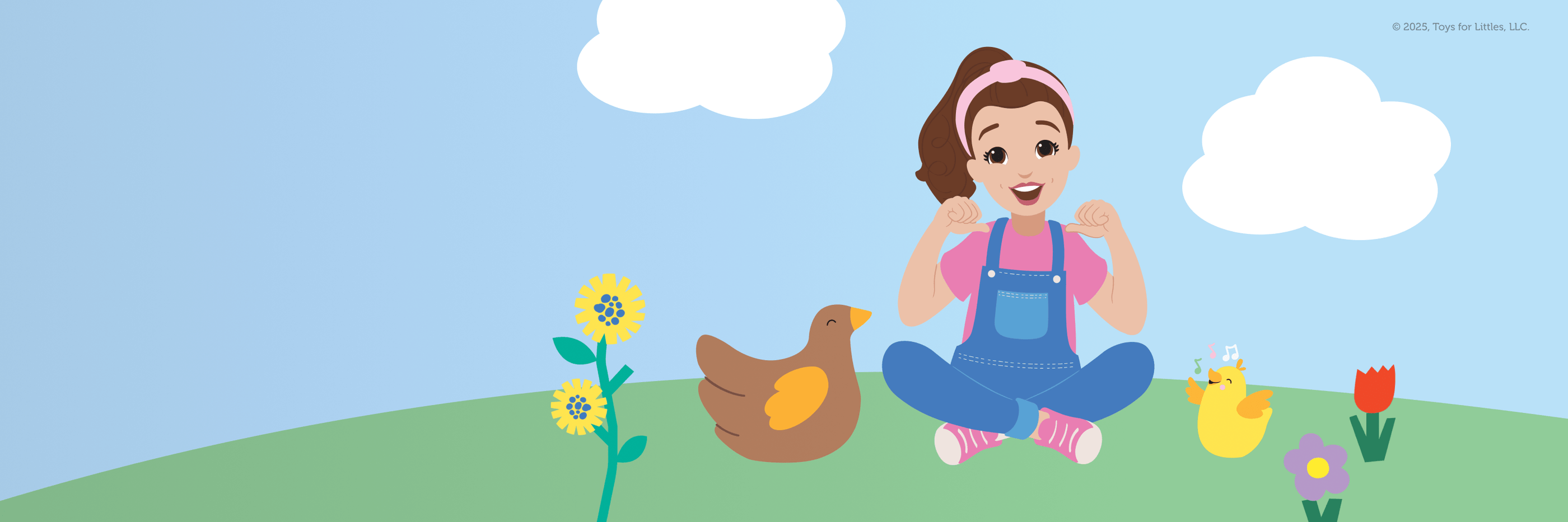 Ms Rachel cartoon with chickens singing