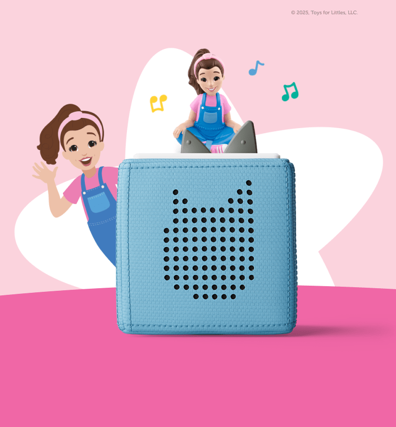 Ms. Rachel Tonie on a blue Toniebox