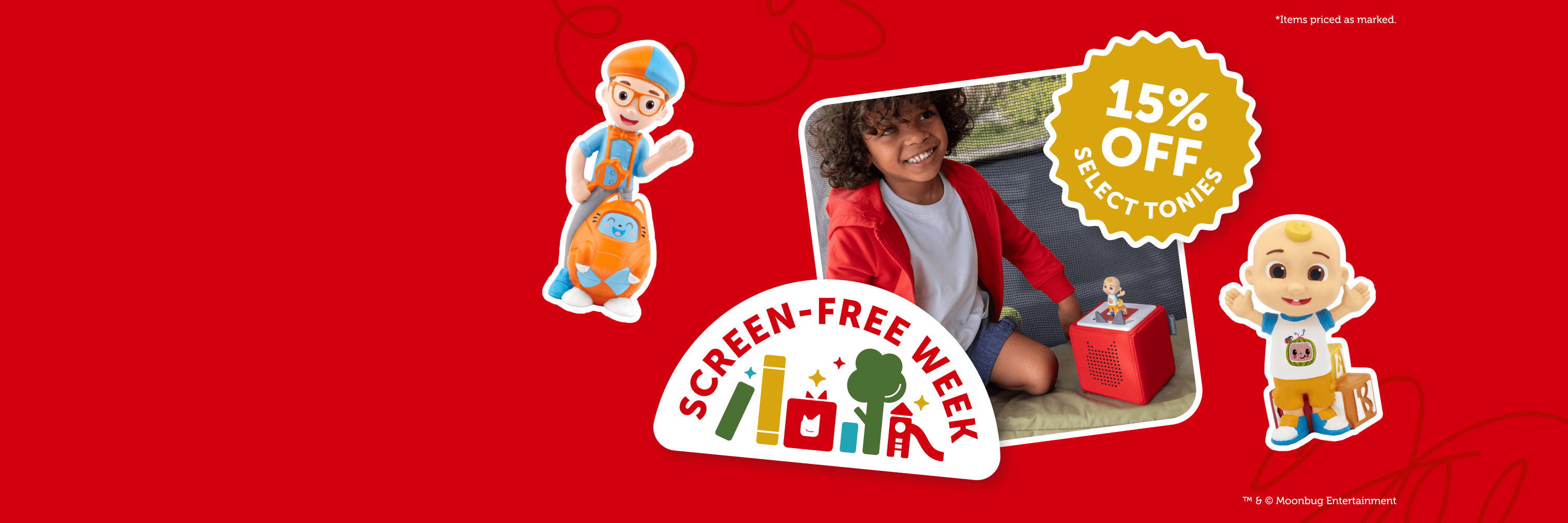 Enjoy screen free week with 15% off select products
