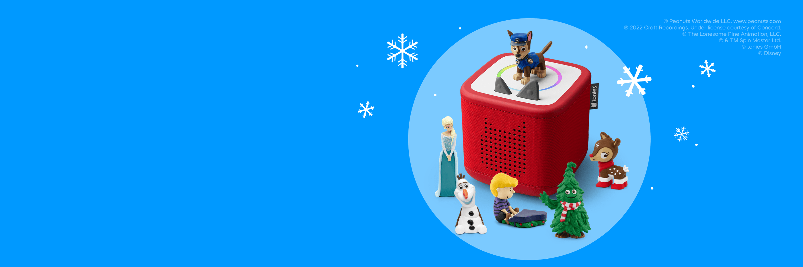 Selection of Holiday Tonies and a red Toniebox 2