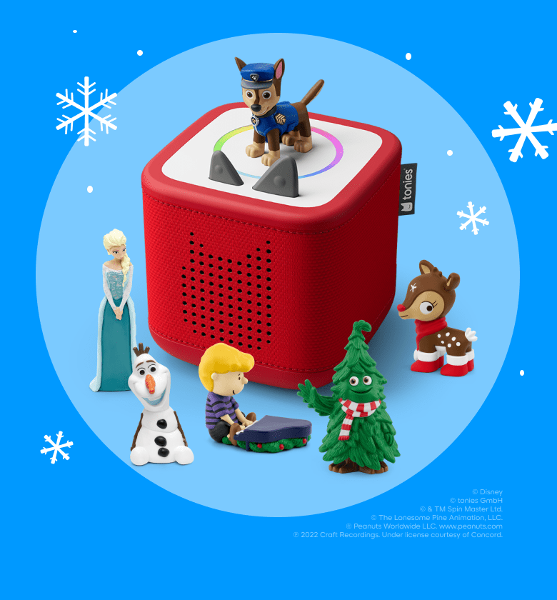 Selection of Holiday Tonies and a red Toniebox 2