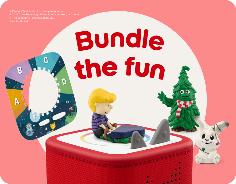 Bundle the fun with a Tonieplay game, Tonies, and red Toniebox 2