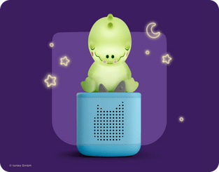 Sleepy Crocodile Night Light Tonie on a blue Toniebox 2