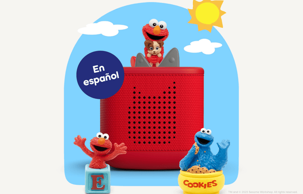 Spanish Sesame Street Tonies with a red Toniebox 2